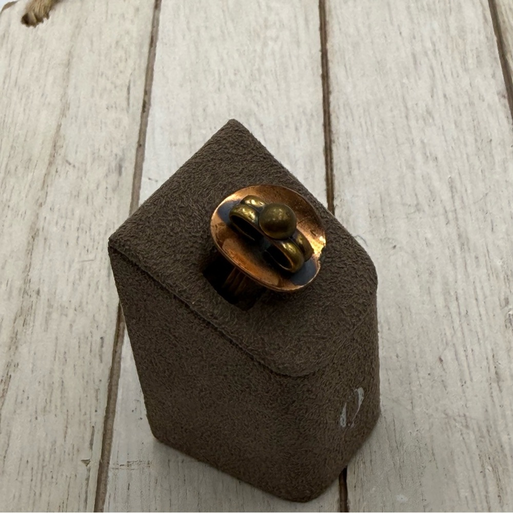 Vintage mid century modern Gold and Brown adjustable Ring - Picture 3 of 4
